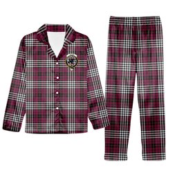ScotsTee Shop Scottish Little of Morton Rigg Modern Crest Tartan Pajama Satin Velvet Flannel Pajama Set