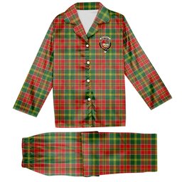 ScotsTee Shop Scottish MacDonald of Kingsburgh Modern Crest Tartan Pajama Satin Velvet Flannel Pajama Set