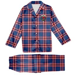 ScotsTee Shop Scottish Laing of Archiestown Modern Crest Tartan Pajama Satin Velvet Flannel Pajama Set