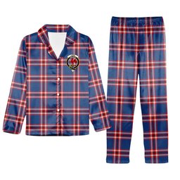ScotsTee Shop Scottish Laing of Archiestown Modern Crest Tartan Pajama Satin Velvet Flannel Pajama Set