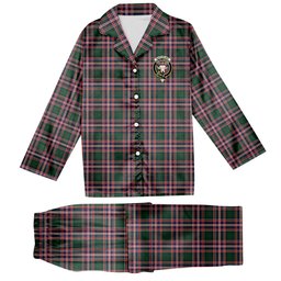 ScotsTee Shop Scottish MacFarlane Hunting Modern Crest Tartan Pajama Satin Velvet Flannel Pajama Set