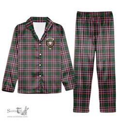 ScotsTee Shop Scottish MacFarlane Hunting Modern Crest Tartan Pajama Satin Velvet Flannel Pajama Set