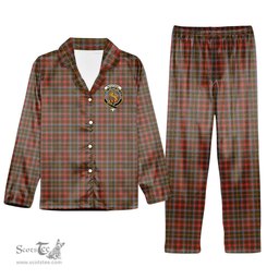 ScotsTee Shop Scottish MacIntosh Hunting Weathered Crest Tartan Pajama Satin Velvet Flannel Pajama Set