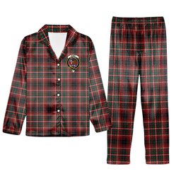 ScotsTee Shop Scottish Innes of Cowie Modern Crest Tartan Pajama Satin Velvet Flannel Pajama Set