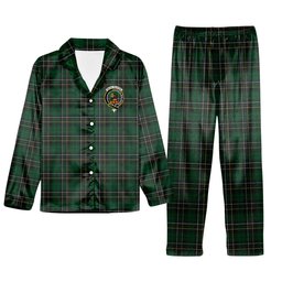 ScotsTee Shop Scottish MacAlpine Crest Tartan Pajama Satin Velvet Flannel Pajama Set