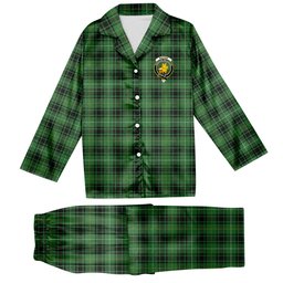 ScotsTee Shop Scottish MacIver Hunting Ancient Crest Tartan Pajama Satin Velvet Flannel Pajama Set