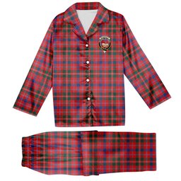 ScotsTee Shop Scottish MacDonald of Glenaladale Modern Crest Tartan Pajama Satin Velvet Flannel Pajama Set