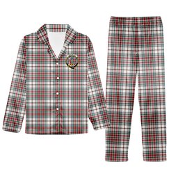 ScotsTee Shop Scottish MacBean Dress Modern Crest Tartan Pajama Satin Velvet Flannel Pajama Set