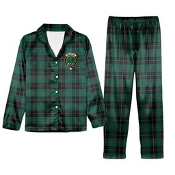 ScotsTee Shop Scottish MacArthur-Fox Hunting Modern Crest Tartan Pajama Satin Velvet Flannel Pajama Set