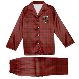 ScotsTee Shop Scottish MacDonell of Keppach Crest Tartan Pajama Satin Velvet Flannel Pajama Set