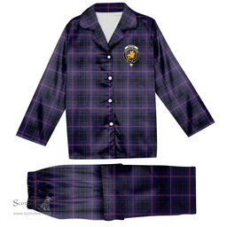 ScotsTee Shop Scottish MacIver of Strome Crest Tartan Pajama Satin Velvet Flannel Pajama Set