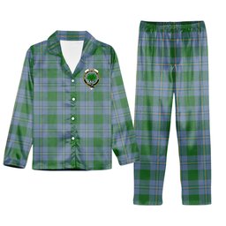 ScotsTee Shop Scottish Irvine of Bonshaw Ancient Crest Tartan Pajama Satin Velvet Flannel Pajama Set