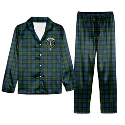 ScotsTee Shop Scottish MacKay Modern Crest Tartan Pajama Satin Velvet Flannel Pajama Set