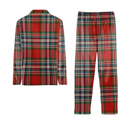 ScotsTee Shop Scottish MacFarlane Red Ancient Crest Tartan Pajama Satin Velvet Flannel Pajama Set