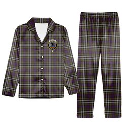 ScotsTee Shop Scottish MacDonell of Glengarry Dress Crest Tartan Pajama Satin Velvet Flannel Pajama Set