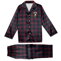 ScotsTee Shop Scottish Lindsay-McGee Modern Clan Crest Tartan Pajama Satin Velvet Flannel Pajama Set