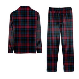 ScotsTee Shop Scottish Lindsay-McGee Modern Clan Crest Tartan Pajama Satin Velvet Flannel Pajama Set