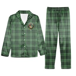 ScotsTee Shop Scottish MacDonald Lord of the Isles Hunting SC Crest Tartan Pajama Satin Velvet Flannel Pajama Set