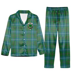 ScotsTee Shop Scottish Irvine of Bonshaw Tower Ancient Crest Tartan Pajama Satin Velvet Flannel Pajama Set