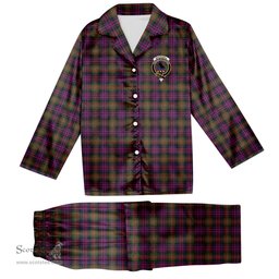 ScotsTee Shop Scottish MacDonell Of Glengarry Modern Crest Tartan Pajama Satin Velvet Flannel Pajama Set
