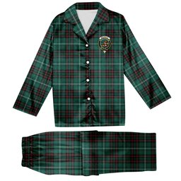 ScotsTee Shop Scottish MacAuley of Lewis Modern Crest Tartan Pajama Satin Velvet Flannel Pajama Set