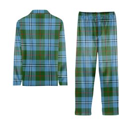 ScotsTee Shop Scottish Irvine of Glentulchan Modern Crest Tartan Pajama Satin Velvet Flannel Pajama Set
