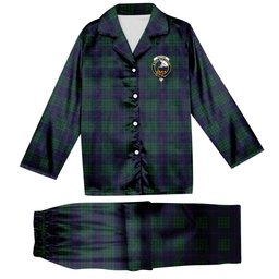 ScotsTee Shop Scottish Hutton Crest Tartan Pajama Satin Velvet Flannel Pajama Set