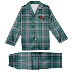 ScotsTee Shop Scottish Kelly of Sleat Hunting Modern Crest Tartan Pajama Satin Velvet Flannel Pajama Set