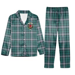 ScotsTee Shop Scottish Kelly of Sleat Hunting Modern Crest Tartan Pajama Satin Velvet Flannel Pajama Set