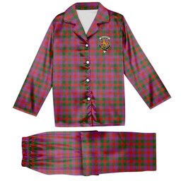 ScotsTee Shop Scottish MacGowan Portrait Ancient Crest Tartan Pajama Satin Velvet Flannel Pajama Set