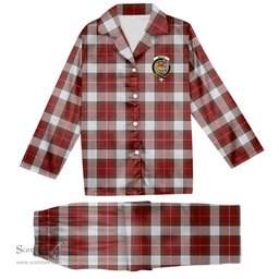 ScotsTee Shop Scottish MacFie Dress Ancient Crest Tartan Pajama Satin Velvet Flannel Pajama Set