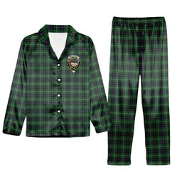 ScotsTee Shop Scottish MacDonald of The Isles Crest Tartan Pajama Satin Velvet Flannel Pajama Set