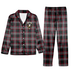 ScotsTee Shop Scottish Lindsay Hunting Modern Crest Tartan Pajama Satin Velvet Flannel Pajama Set