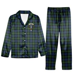 ScotsTee Shop Scottish MacKay Bonner Crest Tartan Pajama Satin Velvet Flannel Pajama Set