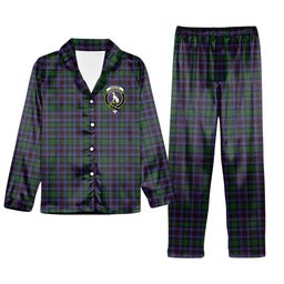 ScotsTee Shop Scottish Hunter of Peebleshire Crest Tartan Pajama Satin Velvet Flannel Pajama Set
