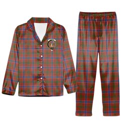 ScotsTee Shop Scottish Lumsden Waistcoat Ancient Crest Tartan Pajama Satin Velvet Flannel Pajama Set