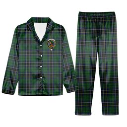 ScotsTee Shop Scottish MacAlpine 1906 Crest Tartan Pajama Satin Velvet Flannel Pajama Set