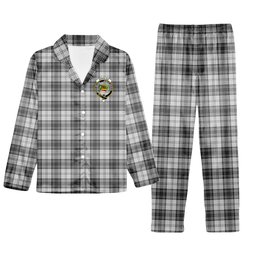 ScotsTee Shop Scottish Douglas Grey Modern Crest Tartan Pajama Satin Velvet Flannel Pajama Set