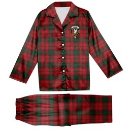 ScotsTee Shop Scottish Lindsay 3 Crest Tartan Pajama Satin Velvet Flannel Pajama Set