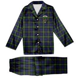 ScotsTee Shop Scottish MacEwen Modern SC Crest Tartan Pajama Satin Velvet Flannel Pajama Set