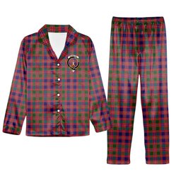 ScotsTee Shop Scottish MacIntyre Modern Crest Tartan Pajama Satin Velvet Flannel Pajama Set