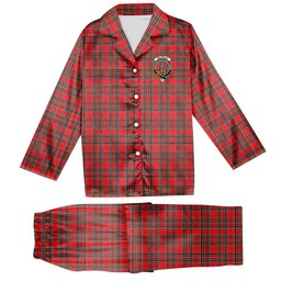 ScotsTee Shop Scottish MacBean Modern Crest Tartan Pajama Satin Velvet Flannel Pajama Set