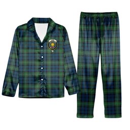 ScotsTee Shop Scottish Kerr Hunting Modern Crest Tartan Pajama Satin Velvet Flannel Pajama Set