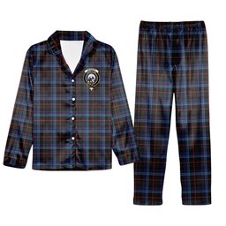 ScotsTee Shop Scottish Kennedy Irish Crest Tartan Pajama Satin Velvet Flannel Pajama Set
