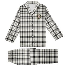 ScotsTee Shop Scottish MacFarlane Black White Ancient Crest Tartan Pajama Satin Velvet Flannel Pajama Set