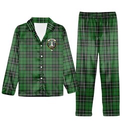 ScotsTee Shop Scottish MacLean of Duart Hunting Ancient Crest Tartan Pajama Satin Velvet Flannel Pajama Set
