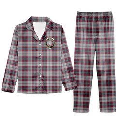 ScotsTee Shop Scottish MacLean of Duart Dress 4 Crest Tartan Pajama Satin Velvet Flannel Pajama Set
