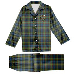 ScotsTee Shop Scottish MacLellan Ancient Crest Tartan Pajama Satin Velvet Flannel Pajama Set