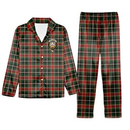 ScotsTee Shop Scottish MacLachlan 3 Crest Tartan Pajama Satin Velvet Flannel Pajama Set