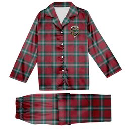 ScotsTee Shop Scottish MacLaine of Loch Buie Modern Crest Tartan Pajama Satin Velvet Flannel Pajama Set